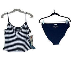 Baltex VTG NWT Blue Navy Striped Two Piece Tankini Swimsuit Size 16‎ Deadstock